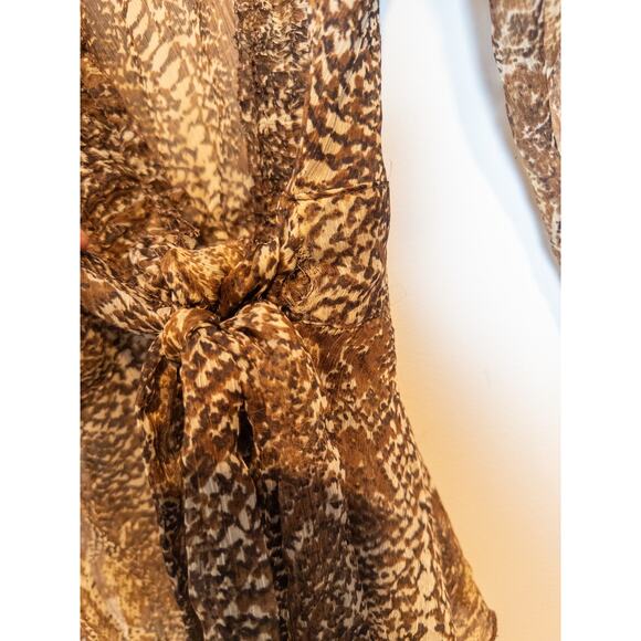 Vintage Y2K Passport Snake Print Sheer Wrap 3/4 Sleeve Blouse Medium - Picture 8 of 8